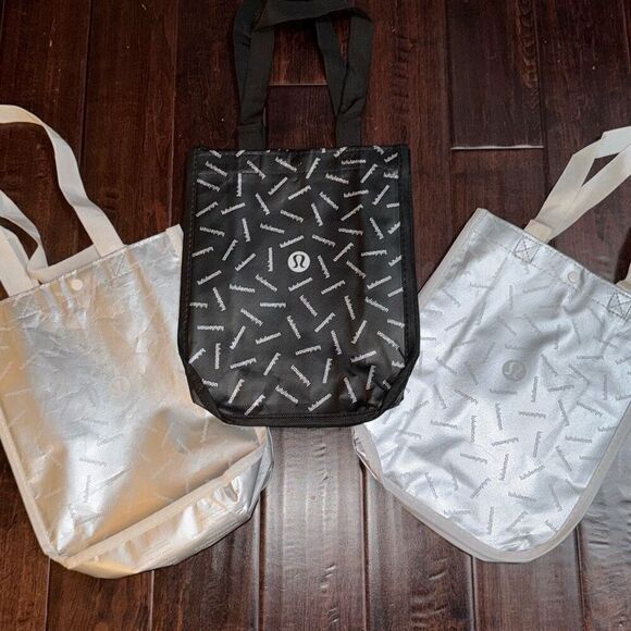 Lululemon metallic silver and black tote bag set small (3) - Picture 2 of 2